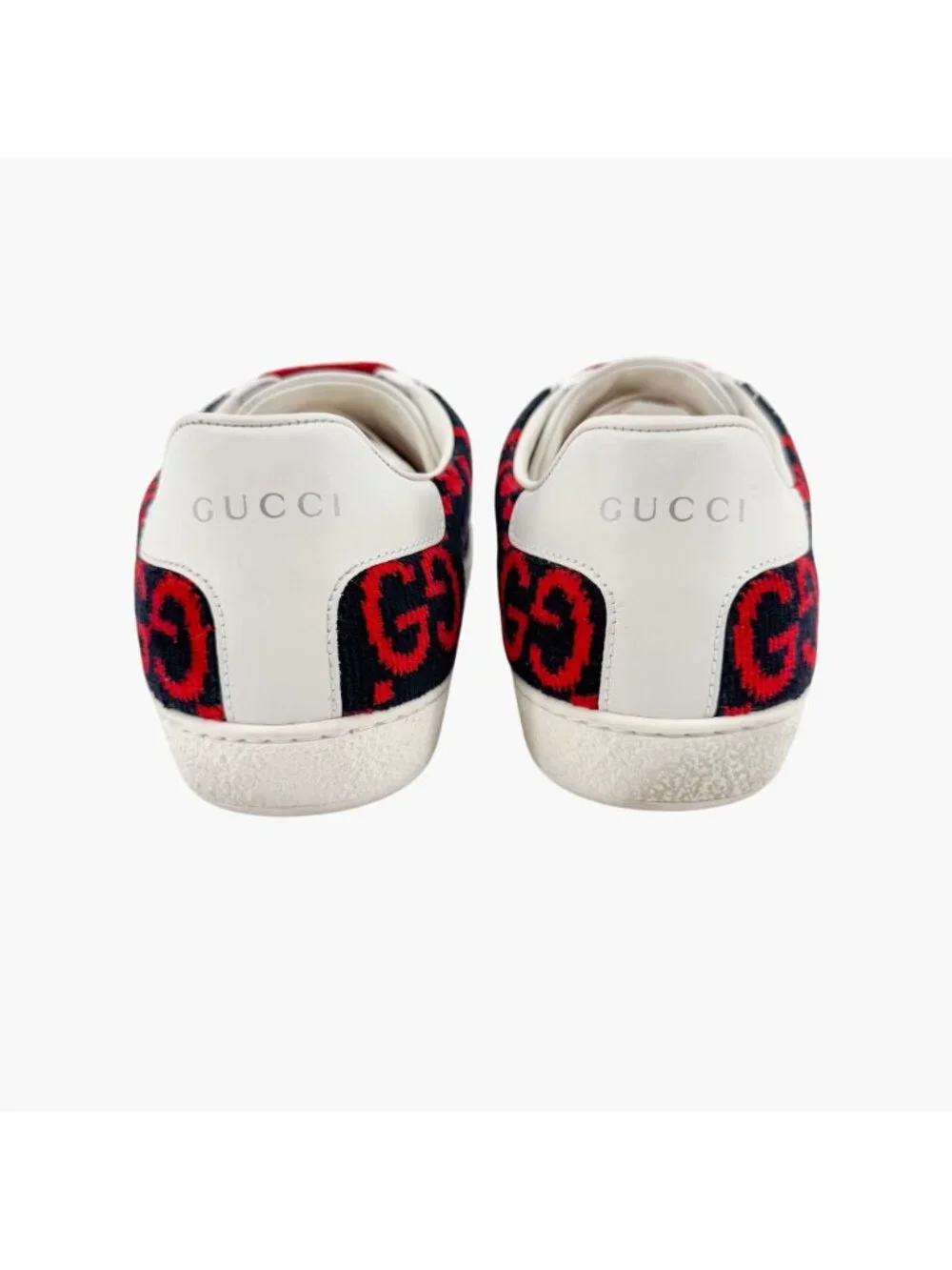 Gucci Ace Sneakers EU 38 US 8 Navy Blue & Red GG Monogram Corduroy Low Top Shoe